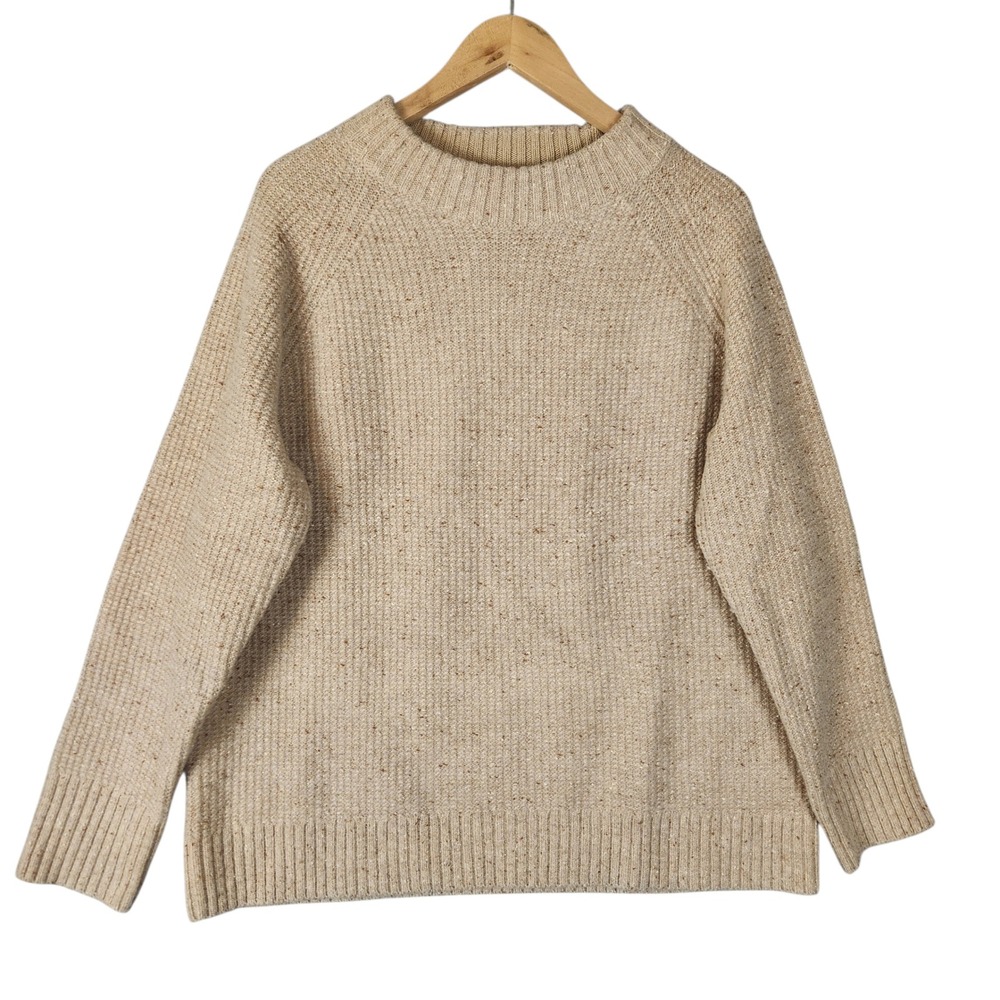Duluth Trading Co Women's Woolpaca Donegal‎ Sweater XL Beige Alpaca Wool Knit